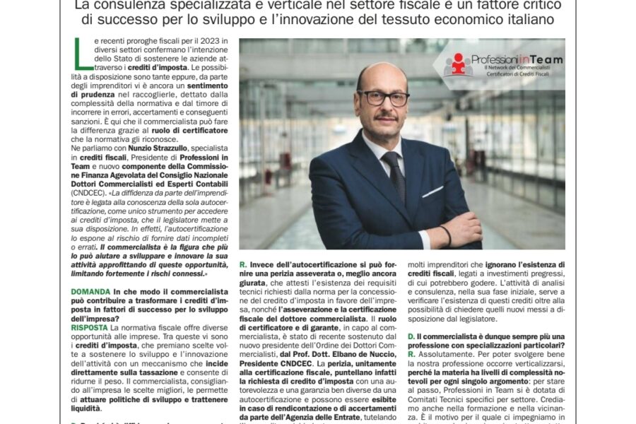 Il Commercialista: garante e certificatore dei crediti fiscali.